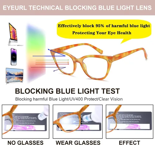 Miniatura 5 de EYEURL Gafas de lectura de ojo de gato para mujer, paquete de 4 unidades, a la moda, con bloqueo de luz azul, para mujer