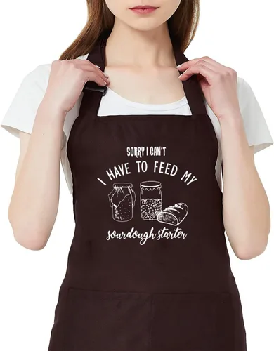 Miniatura 6 de TSIIUO Delantal para hornear panadería para mujeres y hombres, para amantes del pan, regalo impermeable, babero para barbacoa, delantal de cocina