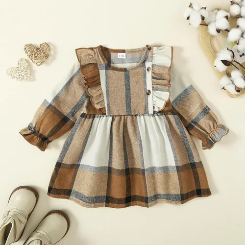 Miniatura 3 de Vestido de Navidad para niña, vestido de manga larga a cuadros, vestido de Navidad para niña