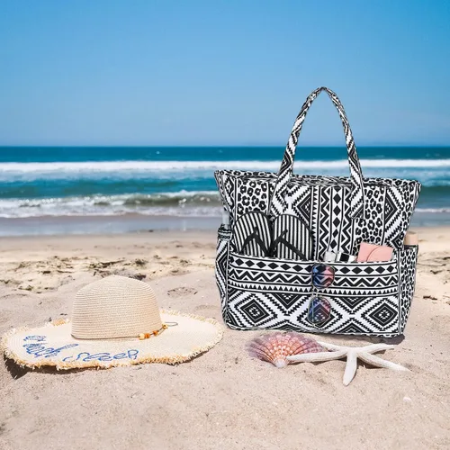 Miniatura 5 de Bolsa de playa y piscina para mujer, grande, bolsa de gimnasio con compartimento húmedo para viajes, impermeable