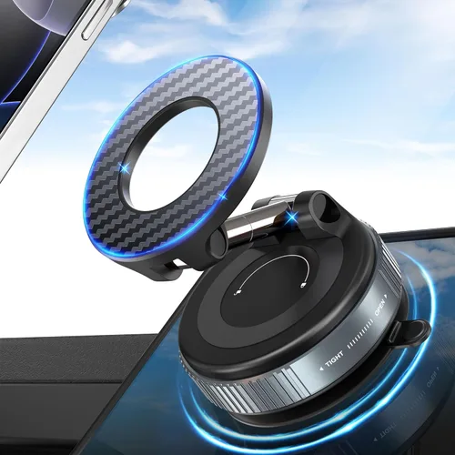 Miniatura 10 de PlusAcc Soporte magnético de teléfono al vacío para automóvil, soporte de teléfono con ventosa para MagSafe, soporte magnético fuerte giratorio