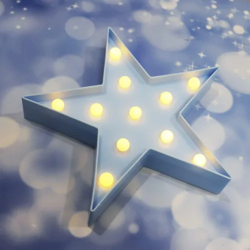 Miniatura 3 de Luz nocturna LED de marquesina, funciona con pilas, lámpara de mesa de escritorio en forma de estrella para niños, bebé, niño, regalo de niña, Azul