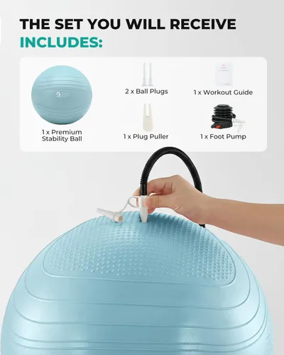 Miniatura 8 de Gruper Pelota de yoga, pelota de ejercicio extra gruesa para entrenamiento y estabilidad durante el embarazo, 4 tamaños, pelota de equilibrio
