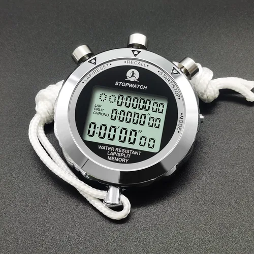 Miniatura 4 de Cronómetro, Cronómetro Digital con Cronometraje de 0.01 segundos y 0.001 segundos, Memoria de Metal para 10/100/400 Vueltas, Reloj Despertador