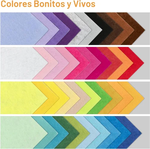 Miniatura 5 de Hojas de fieltro de 8 x 12 pulgadas para manualidades, 40 piezas hojas de tela cuadradas, paquete de colores surtidos no tejidos, 1mm de grosor