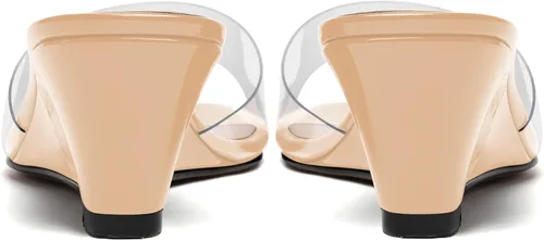 Miniatura 4 de WAYDERNS Sandalias de tacón bajo con cuña de PVC para mujer, con puntera cuadrada, de 2.0 in