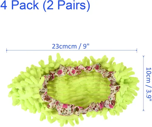 Miniatura 3 de M METERXITY 2 pares de fundas lavables de limpieza para zapatos, polvo de limpieza de suelos, pantuflas de microfibra de chenilla, para mopa de Verde