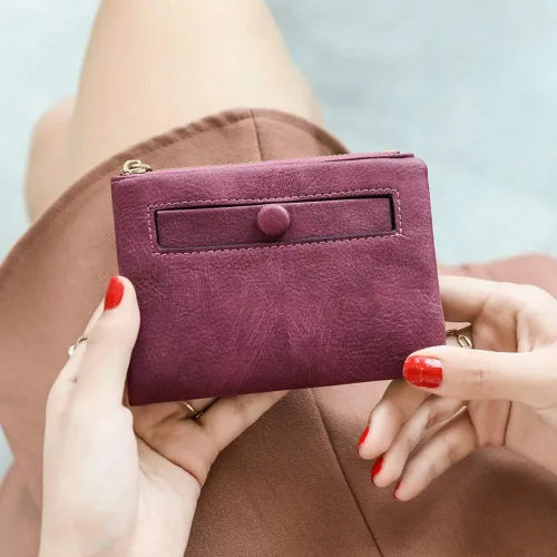Miniatura 3 de AOXONEL Cartera pequeña de cuero plegable Rfid para mujer, con cremallera, bolsillo para tarjeta de identificación, delgada, compacta y delgada
