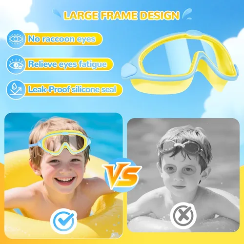 Miniatura 5 de Supertrip Gafas de natación para niños, paquete de 2 gafas de natación con protección UV antivaho para niños de 6 a 14 años Rosa azul+azul cielo