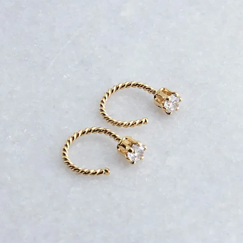 Miniatura 78 de Half Huggie Birthstone Gold Hoop Earrings for Women Tiny Cartilage Stud Piercing Earring Hypoallergenic Earring Screw Back Dainty Hug