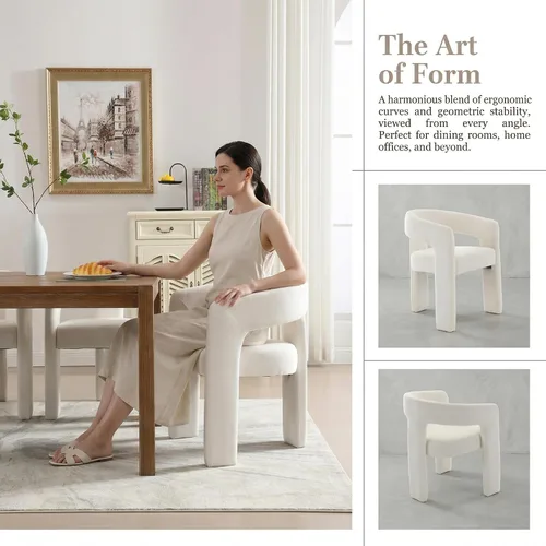 Miniatura 5 de Hyfirm Sillas de Comedor Modernas Tipo Barril Juego de 1, Cómoda Silla de Comedor de Acento Tapizada en Chenilla con Brazo para Cocina Sala de Estar