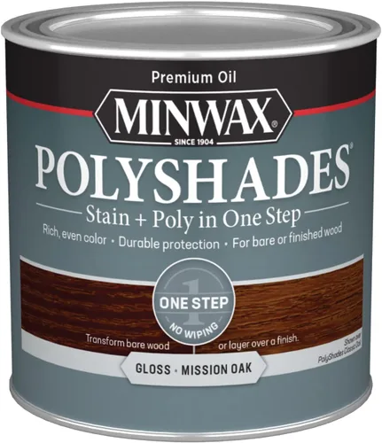Miniatura 12 de Minwax PolyShades Tinte de Madera + Acabado de Poliuretano – Cuarto, Roble Misión, Brillo Mission Oak