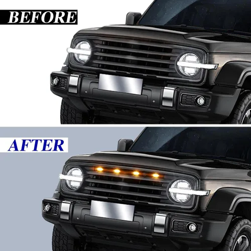 Miniatura 3 de 4 luces LED para parrilla, luces LED ámbar brillante para parrilla con arnés de cableado, lámparas de rejilla frontal impermeables, lámparas