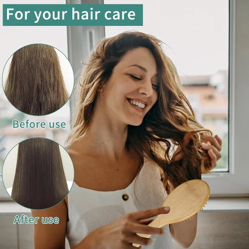 Miniatura 6 de DEBETOOL Juego de Cepillos de Cabello de Bambú, Peine de Paleta de Bambú de Madera Natural Desenredante para el Crecimiento del Cabello - Peine