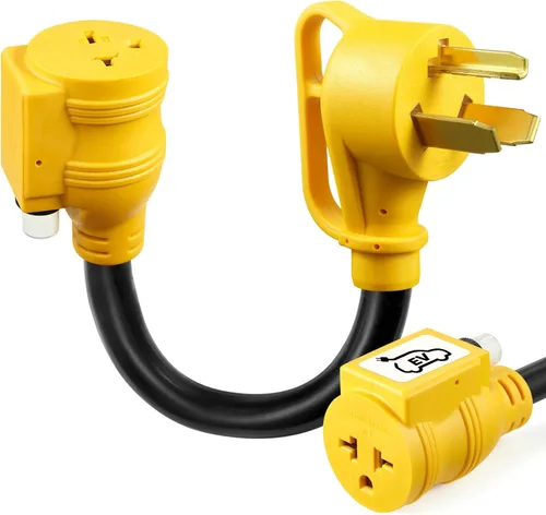 NEMA N10-30P 30Amp a adaptador de cargador EV de enchufe para secadora a 6-20R, enchufe de secadora de 3 clavijas de 30A 250V a 20A 250V 6-20R,