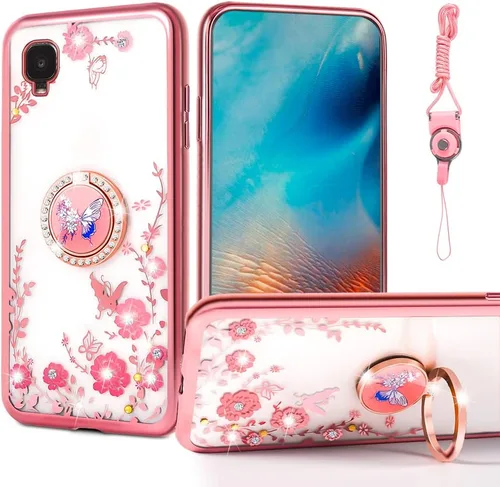 Miniatura 30 de nancheng Funda de teléfono para TCL A3X (A600DL), funda para Alcatel TCL A3X niñas y mujeres, bonita funda de silicona transparente con purpurina