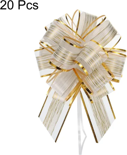 Miniatura 3 de MECCANIXITY 20 lazos grandes de 7 pulgadas para envolver regalos, cinta de organza color blanco crema para cestas de boda, regalos de fiesta