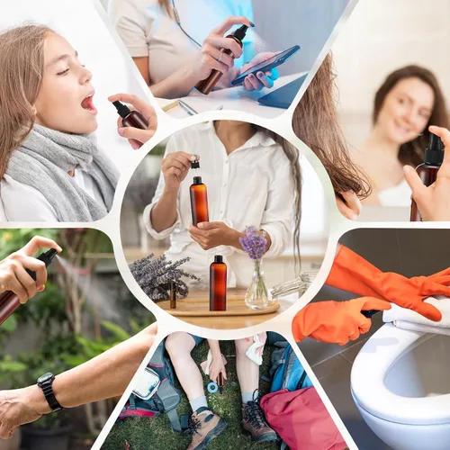Miniatura 6 de Eccliy 32 botellas de spray de 8 onzas, botellas de limpieza de niebla fina, pulverizador de viaje de plástico vacío transparente, rociador Ámbar