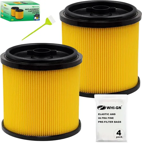 Paquete de 2 filtros de cartucho estándar de repuesto para filtro Vacmaster VCFS, compatible con aspiradoras húmedas/secas Vacmaster de 5-16