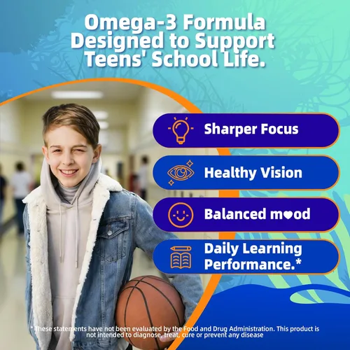 Miniatura 5 de Gomitas veganas omega-3 – 1000 mg de aceite de algas con 650 mg de DHA y 250 mg de EPA para adolescentes y adultos – Más vitamina D3, A, C, luteína