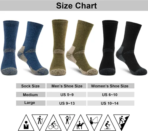 Miniatura 5 de Time May Tell - Calcetines de lana merino para hombre con amortiguación para senderismo al aire libre, paquete de 3