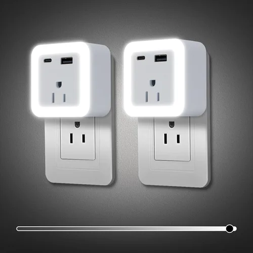 Miniatura 11 de JackonLux Luces nocturnas enchufables a la pared, paquete de 2 luces de reserva con batería recargable, sensor de atardecer a amanecer, luz nocturna