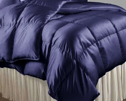 Edredón de satén de seda cosido en caja, 300 GSM, edredón alternativo de plumón para hotel, hogar, sala de estar, ropa de cama ultrasuave y Azul