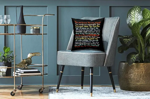 Miniatura 2 de Funda de Almohada Suave para Decoración con Citas Inspiradoras "Eres Valiente Suficiente Amado", Funda de Almohada y Cojín para Sofá, Sofá Cama