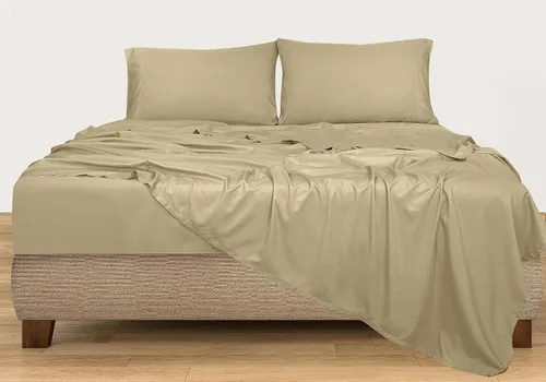 Miniatura 7 de ROYALE LINENS Juego de sábanas de 300 hilos 100% algodón peinado de fibras largas, 4 piezas, 1 sábana bajera, 1 encimera y 2 fundas de almohada