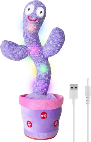 Miniatura 8 de Juguete recargable de cactus parlante que baila que imita la espalda, juguete de bebé de cactus cantante, juguetes educativos para bebés de 18 meses