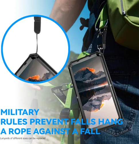Miniatura 7 de Simicoo Funda de metal militar resistente compatible con Samsung Galaxy S26 Ultra protección contra caídas, cubierta de metal resistente con Negro