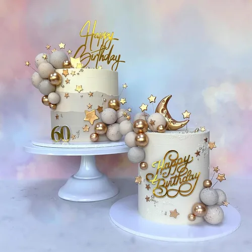 Miniatura 5 de 10 adornos acrílicos dorados para tartas de cumpleaños, 10 estilos