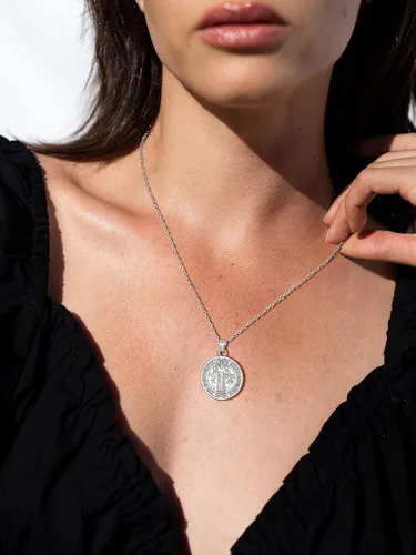Miniatura 107 de U7 Saint Benedict/Michael Medal Necklace, 316L Stainless Steel Virgin Mary Necklace for Men Women, Bible Verse Protection Necklace Catholic