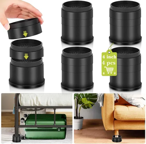 Miniatura 30 de Paquete de 12 elevadores de muebles de 1 pulgada, elevadores de cama ajustables resistentes para mesa, escritorio, sofá, silla, gabinete, marco