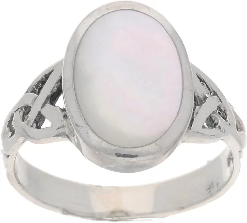 Miniatura 4 de Anillo de plata de ley con incrustaciones de nácar celta (tallas 5, 6, 7, 8, 9, 10)