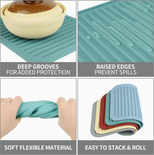 Miniatura 6 de Salvamanteles para platos calientes, salvamanteles de silicona versátil para cocina, tapete de platos y soporte para ollas para mostrador, tapete