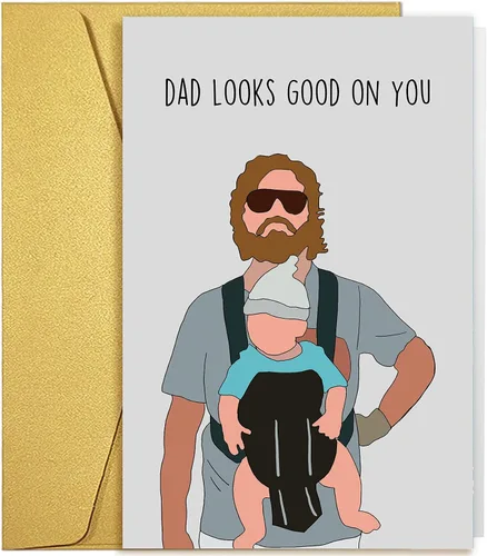 Qiliji Tarjeta de felicitación para papá, regalo de primer cumpleaños para papá, tarjetas del primer día del padre, papá se ve bien en ti