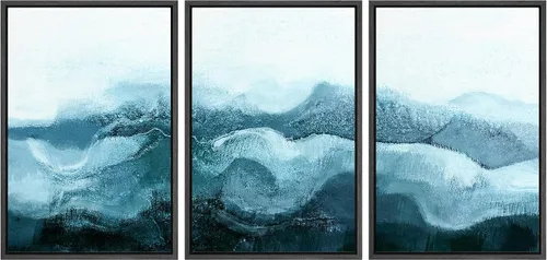 Miniatura 144 de NWT Lienzo enmarcado para pared, juego de arte en acuarela pastel, bosque de montaña oscura, naturaleza silvestre, ilustraciones de arte moderno