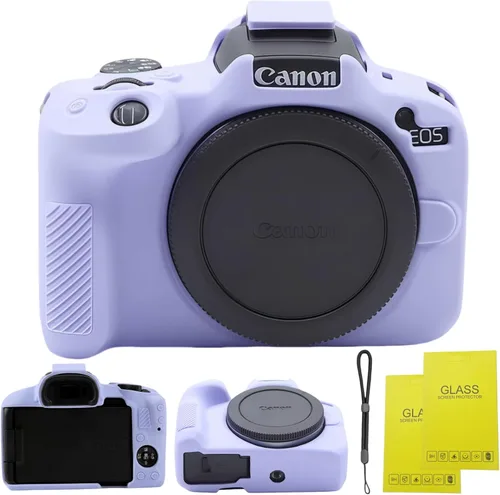 Miniatura 9 de EOS R50 - Funda protectora de silicona suave para cámara Canon EOS R50 EOSR50 Vlogging Camer, viene con 2 protectores de pantalla y 1 correa