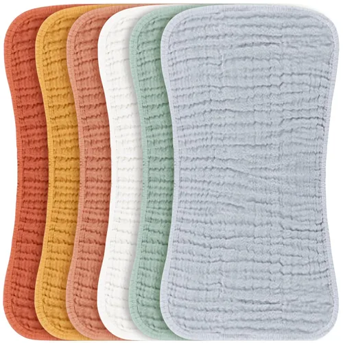 Konssy Juego de paños de muselina para bebé, unisex, paquete de 6 unidades, grandes, 100% algodón, ropa para eructos para recién nacidos, bebés