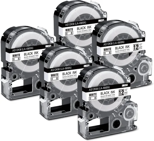 Miniatura 16 de Paquete de 3 cartuchos de cinta LK de repuesto para Epson LK-4TBN ST12KW LC-4TBN9 12mm LK negro sobre transparente de 1/2 pulgadas x 26.2 pies