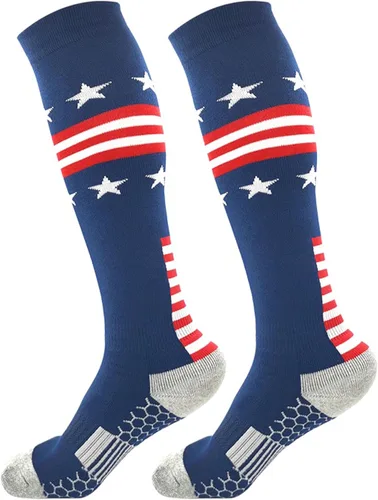 Calcetines deportivos hasta la rodilla con bandera americana para béisbol, fútbol, sóftbol, fútbol