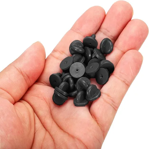 Miniatura 7 de 50 piezas de pines de goma de PVC, parte trasera de seguridad para broche de corbata, sombrero, insignia, parte trasera de pasador de solapa de goma