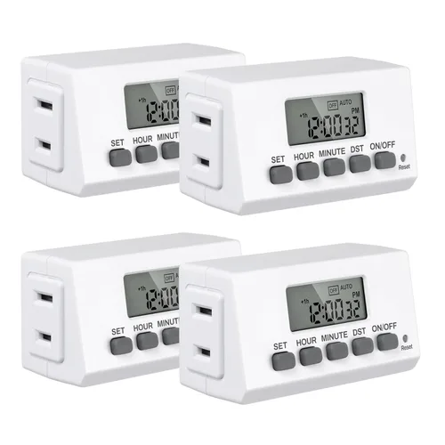 Miniatura 12 de BN-LINK Temporizador de luz digital para interiores, enchufe programable de 7 días con 2 salidas independientes de 3 clavijas, para lámparas