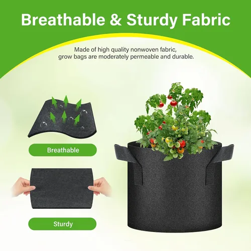 Miniatura 4 de HealSmart Paquete de 10 bolsas de cultivo de plantas de 3 galones, macetas plantadoras de tomate con asas, tela no tejida de aireación, maceta