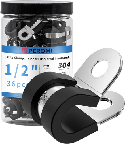 Miniatura 7 de 12 piezas de abrazaderas de cable dobles de 1-1/2" con refuerzo remachado actualizado, abrazaderas de tubo de bucle aislado con almohadilla de goma