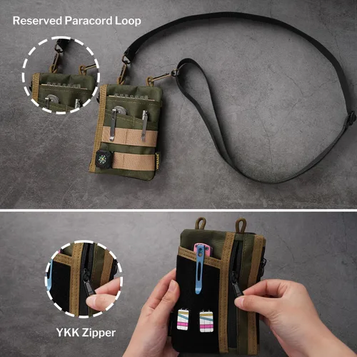 Miniatura 5 de VIPERADE VE18 EDC Bolsa, Organizador de Bolsillo para Hombres, Organizador de Bolsillo EDC, 3 Ranuras con 2 Bolsillos con Cremallera, Bolsa