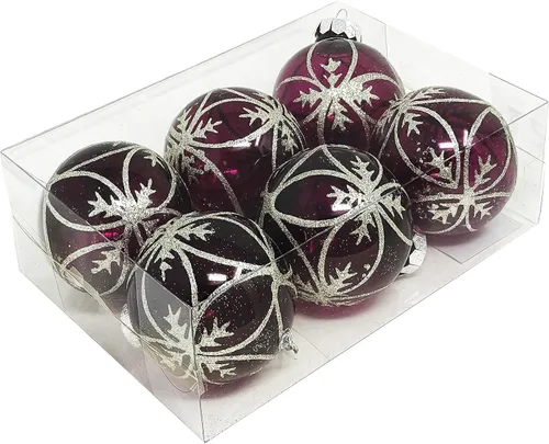 Miniatura 6 de Allgala - Paquete de 6 bolas para decorar el árbol de Navidad, 3" con lujosa decoración con brillantina (negro)