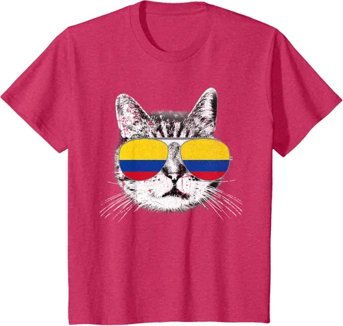 Miniatura 78 de Camisa de bandera de Colombia, orgullo colombiano, gato, hombres, mujeres, niños, camiseta de regalo