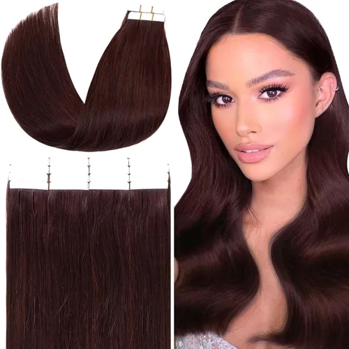 Miniatura 31 de Anrosa Extensiones de cabello humano real de 20 pulgadas, extensiones de cabello humano lacio de doble cara, color negro azabache, 1.76 oz, 20